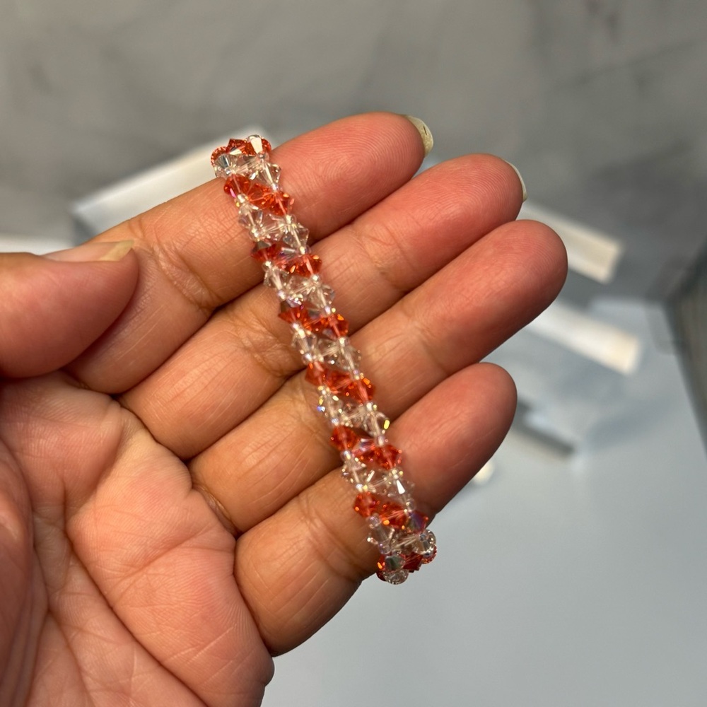 NWT Handmade Braided Bracelet With Swarovski Crystals Magnetic Clasp (Rose AB) - Picture 4 of 10